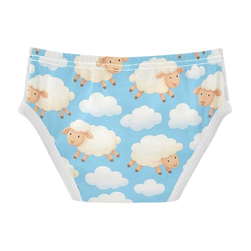 CHIFIGNO Boys' Cotton Underwear Breathable Briefs Soft Briefs Underwear for Toddler Boy, Cute Cartoon Sheep Blue2