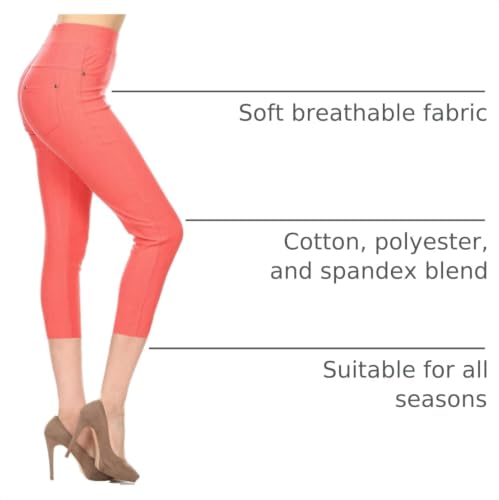 Image of Leggings Depot Women's Cotton Blend Stretch Pull-on Jeggings Casual Pants with Pockets (Available in Plus Size)
