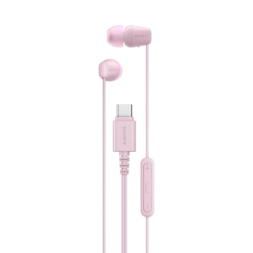 Image of Sony IER-EX15C Wired in Ear Type C Headphones, in-Line Remote for Volume & Mute Function with Mic, Tangle Free Serration Wire, Compatible with USB-C Devices, High Sound Quality (Pink)