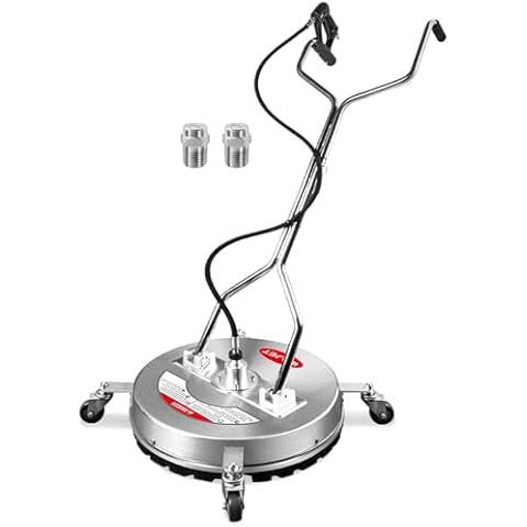WOJET 20" Pressure Washer Surface Cleaner with 4 Wheels&Dual Handles, 4500PSI Stainless Steel Surface Cleaner Attachment for Pressure Washer for Concrete Driveway Sidewalk Deck Patio, Commercial Grade Cover