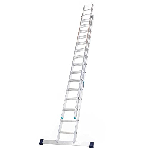 TB Davies 7.0m/23.0ft, TASKMASTER 2 Section Extension Ladders, Aluminium Stabiliser Bar, Comfort D-Shaped Rungs, Reach Height 7.5m/24.4ft, EN131 Professional