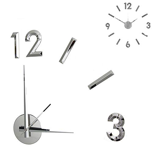 Deco Line Reloj de Pared Numeros Adhesivos Plata 60 cm