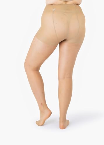 Image of Silky Toes Plus Size 20D Sheer Pantyhose for Women | 1-4 Pairs Durable Queen Tights with Reinforced Toe, High-Waist Stockings