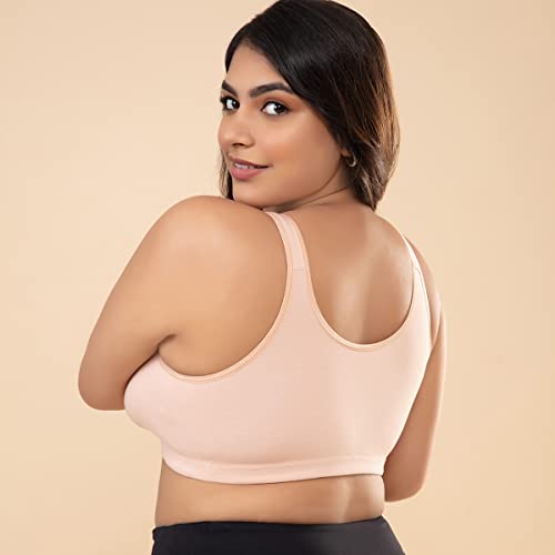 Image of NYKD Cotton Maternity Bra for Women Feeding /Nursing, Removeable Pads, Wireless, Full Coverage with Overlap for Feeding (Slip on Bra)-NYB129