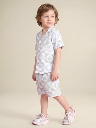Image of POLKA TOTS 100% Cotton Co-Ord Set for Boys | Half Sleeve Shirt & Shorts Beach Outfit for Kids | Ultra-soft & Breathable Summer Clothes for Toddler & Baby Boy | Casual Dress & Printed Nightwear Set