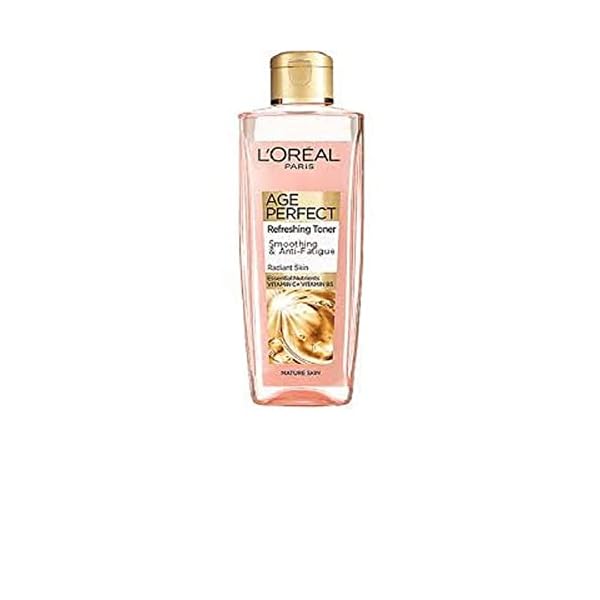 L’Oreal Paris Age Perfect Smoothing and Anti Fatigue Vitamin C Refreshing Toner, Black, Ultra-Invigorating Formula Exfoliates, Smooths, and Energizes the Skin, 200 ml (Pack of 1)