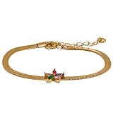 Stainless Steel Snake Chain Colorful Flower Bracelet Bangle for Women Exquisite Trendy Jewelry Bijoux Femme Party Gift (gold)