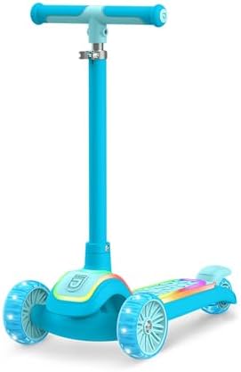 Jetson Halos Three-Wheel Light Up Kick Scooter, Light up Stem & Wheels, Height Adjustable Handlebar, Rear Brake, Ages 3+, JHALOS-BLU