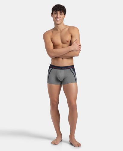 Image of Jockey US21 Men's Super Combed Cotton Elastane Stretch Solid Trunk with Ultrasoft Waistband