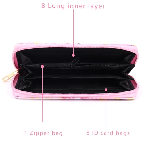 shengo Stitch Wallet Women's Wallet, Stitch Coin Purse Cartoon Purses PU Purse Long Stitch Wallets with Stitch Keychain, Gifts for Girls Women, Zippered (Style H) - Image 4