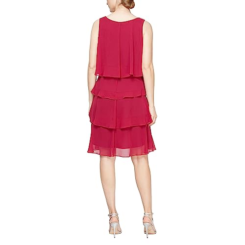 Image of S.L. Fashions Womens Tiered Cocktail Party Dress, Wedding Guest Gown (Petite and Regular Sizes)