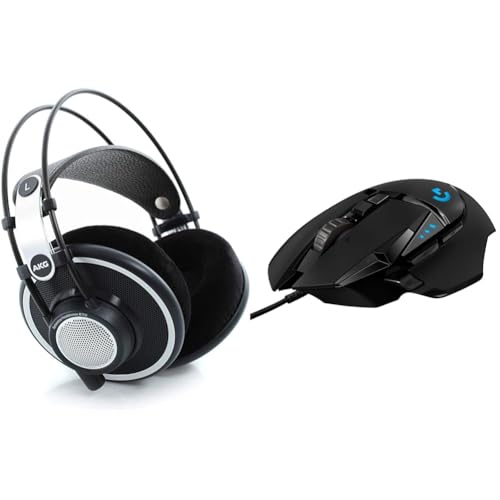 AKG K702 Offene Over-Ear-Studio-Referenzkopfhörer der Premiumklasse || Kein Bluetooth & Logitech G502 Hero High-Performance Gaming-Maus mit Hero 25K DPI optischem Sensor