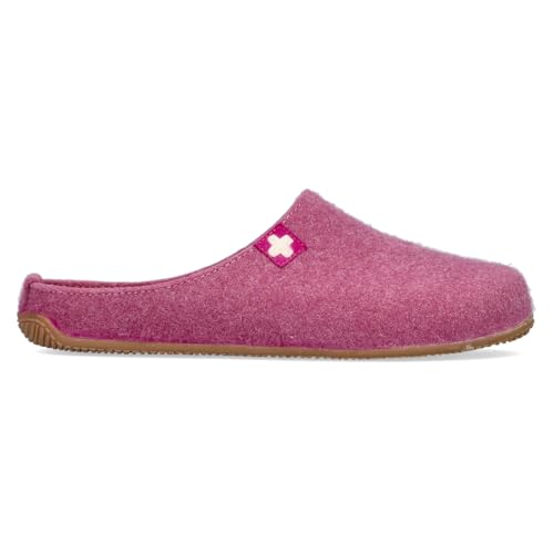 Living Kitzbühel Pantuflas de fieltro con cruz suiza, cómodas zapatillas con plantilla integrada, suela de caucho natural antideslizante, parte superior de fieltro de lana, flexible, regulador de la