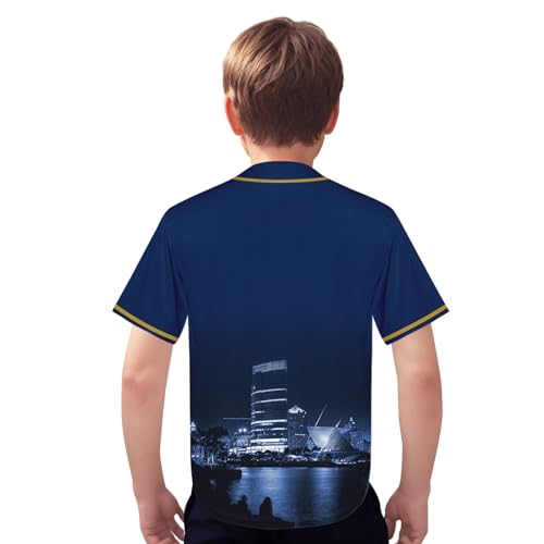 Camisa de beisebol City Night Skyline Jersey estampada vestuário para crianças fãs uniforme presente
