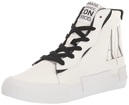 Vestibilità alta Armani Exchange Sneakers alte da donna in cotone, bianco, 38.5 EU