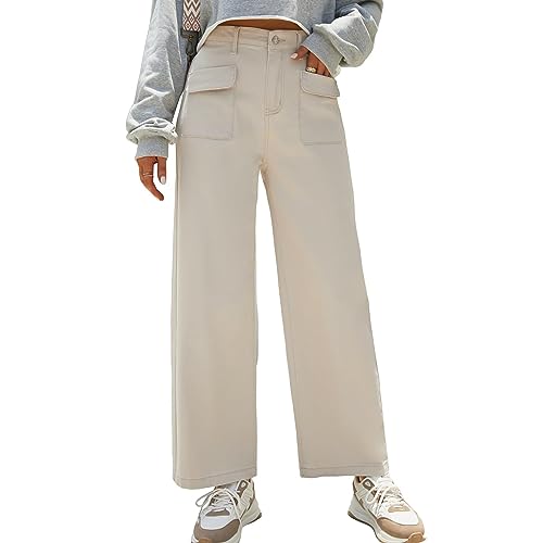 Viatabuna Women's High Waist Baggy Jeans Straight Wide Leg Casual Cargo Pants Jean for Women Fashion Y2K Denim Pants