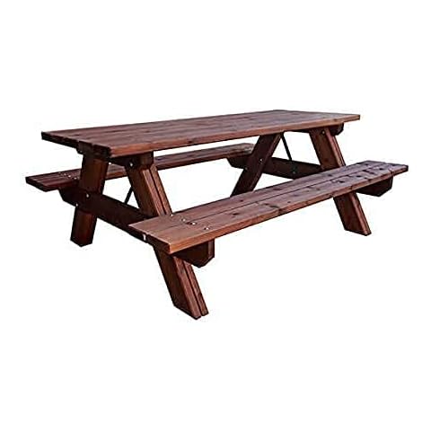 ESTRUCMADER - Mesa Picnic de Madera para jardín 200cm, 8 pers, Cerezo Cover