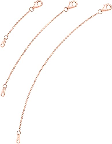 VANBARIS 925 Sterling Silver Necklace Extender Rose Gold Necklace Extender Rose Gold Chain Extenders for Necklaces 3 Piece Set (2 4 6 inch)