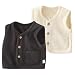 Rainjia 2er pack Babyweste Baumwolle Gr.62/68/74/80, Unisex Jungen Mädchen Westen Ärmellose strickjacke mit Druckknopf 86/92/98/104 kinder Frühling Herbst Einfarbig Weste