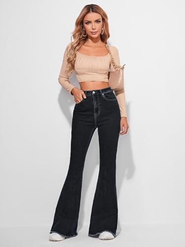 Image of Glossia Bell Bottom Jeans for Women | Stretchable High Waist Flared Denim | Bootcut Butt Lifting Fit | Leg Lengthening | Plus Size 26-38