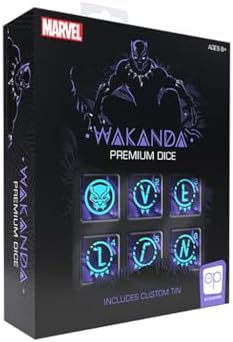 Marvel Black Panther Premium Dice Set | Collectible d6 Dice | Purple & Black Custom Dice with Collectible Tin Case image 3
