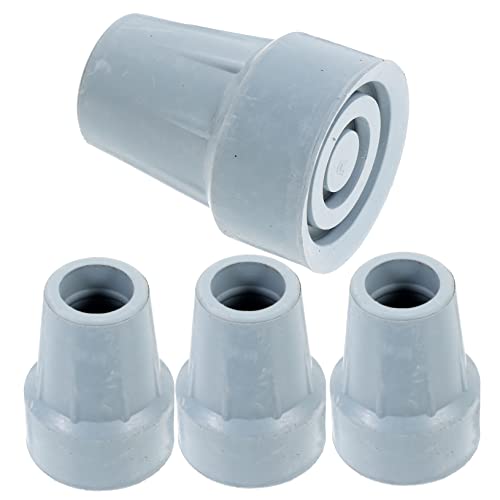FRCOLOR 4pcs Non-Slip Pads for Crutches Rubber Feet for Hiking Shock Absorbing Crutch Tip Crutches Feet Rubber Feet for Camping Anti-Skid Crutches Tips Replacement Cane Tip Grey Thicken
