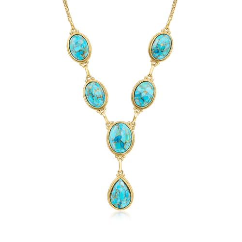 Ross-Simons Turquoise Y-Necklace in 18kt Gold Over Sterling. 18 inches