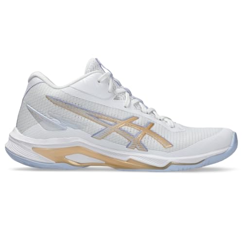 ASICS Women's Netburner Ballistic FlyteFoam 4 Volleyball Shoes, 8.5, White/Champagne