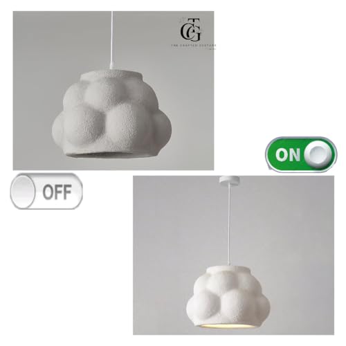 Image of Modern Cloud Pendant Light, White Semi-Sphere White Resin Hanging Lamp, Home Deco Living Room Ceiling Light Fixture, 40cm (Narrow-Cloud)