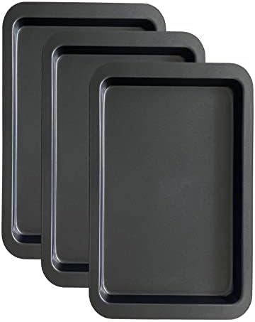 Orclan Non Stick Baking Trays for Oven Pack of 3 Baking Tray Set is Made with Premium Quality Carbon Steel, Multi Use Oven Tray