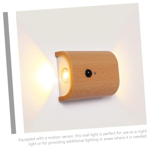 Lámpara de pared LED recargable de madera para dormitorio y pasillo 2