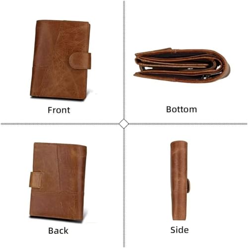 Slim Minimalist Change Purse with ID Window Men's Wallet RFID Blocking Card Holder Genuine Leather Bifold Wallet(Black)2