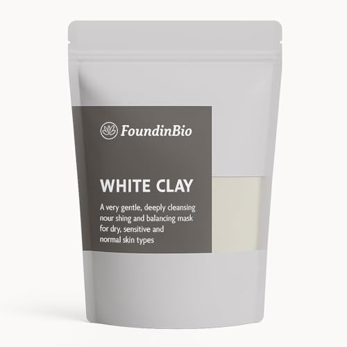 Argile Blanche en poudre 100% Origine Naturelle pour Visage et Cheveux, Purifiante et Matifiante, Masques et Gommages Beauté