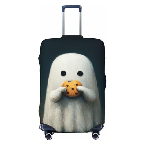Cute Ghost Eating A Cookie Elastic Travel Luggage Covers Dustproof Scratch-Resistant Suitcase Protector Fit 22-24 Inch