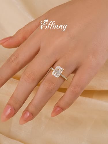 3.5/7.0ct Radiant Cut Engagement Ring for Women,Yellow Gold Plated Sterling Silver Simulated Diamond Promise Ring3