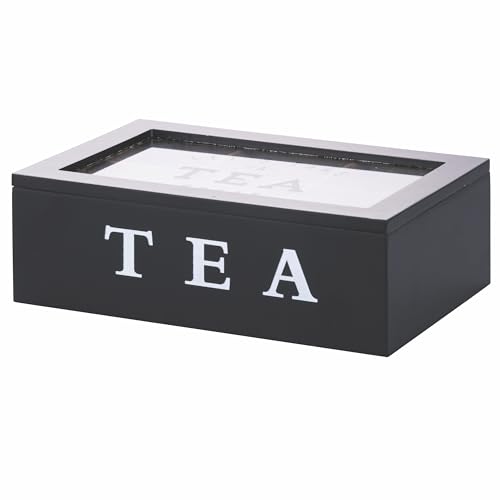 Galileo Caja para té e infusiones, 6 compartimentos interiores, color negro, Sibila