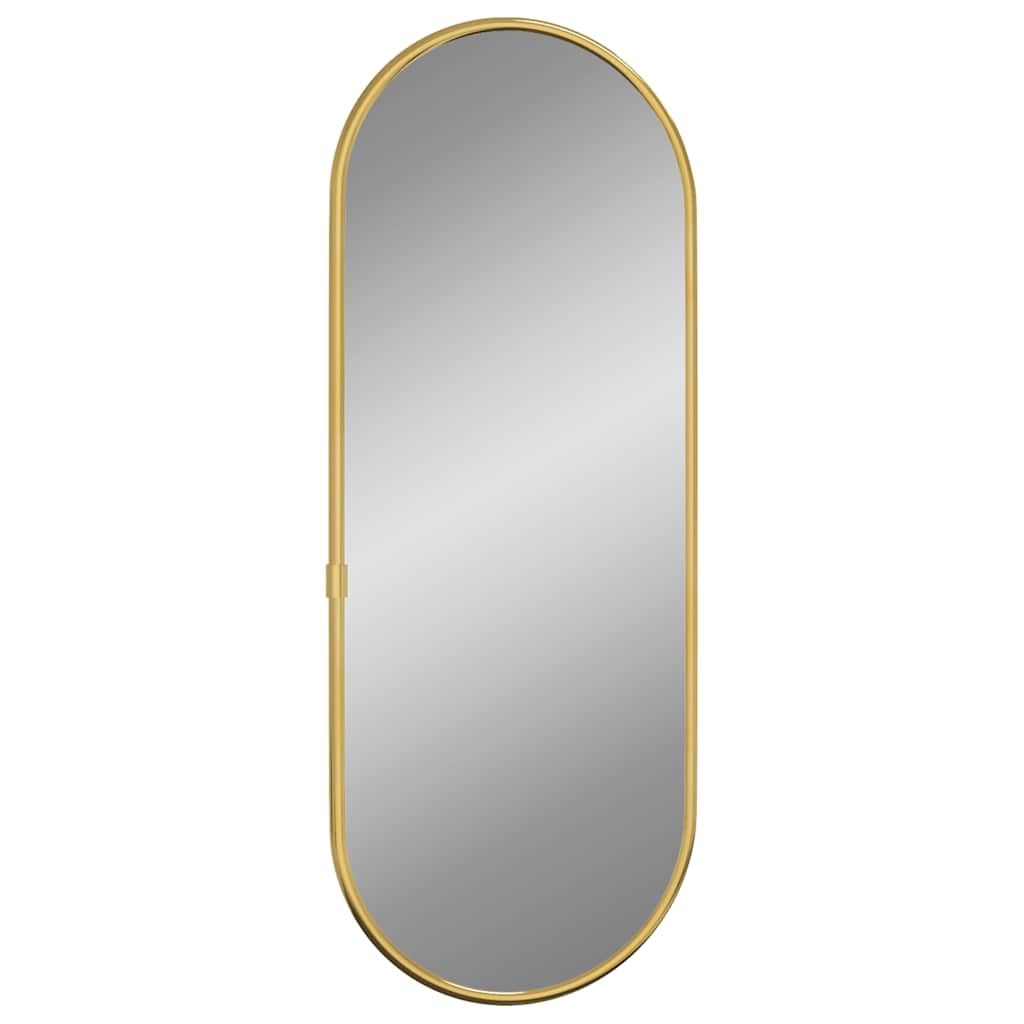 Wandspiegel Gold 40x15 cm oval mit stabilem PVC-Rahmen für Badezimmer, Schlafzimmer, Flur und Garderobe, dekorativer Kosmetikspiegel für Frisieren, Rasur und Reflexion