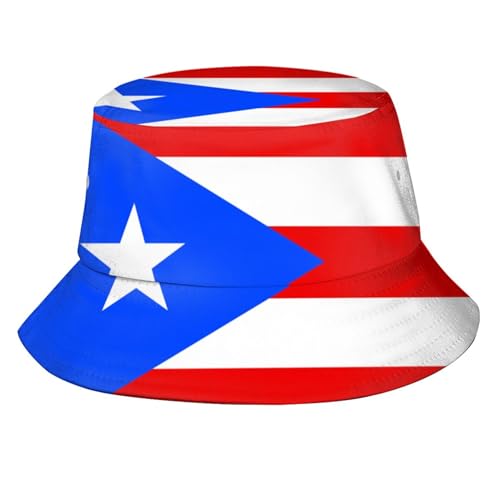 Puerto Rico Flag Bucket Hat for Men Women Flag of Puerto Rico Fisherman Hat Outdoor Summer Travel Hiking Patriotic Caps