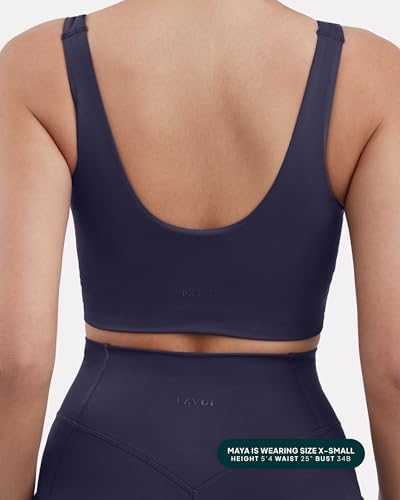 PAVOI ACTIVE Compression Sports Bras for Women | Medium Support Square Neck Longline Workout Bra Removable Pads | HiPerform2
