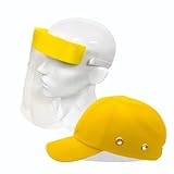 Lucent Path Yellow Baseball Safety Bump Cap Helmet Hard Hat Head Protection Cap and 3 Packs Disposable Face Shield