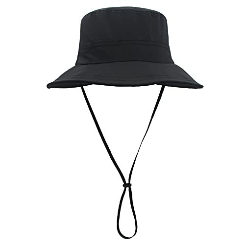 QingFang Unisex Breathable Bucket Hat for Men UV Protection Hiking Hat UPF50+ Sun Hat Black
