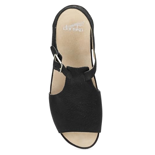 Image of Dansko Laverne Peep-Toe Sandals for Women - T-Strap Design with Stain Resistant Nubuck Leathers