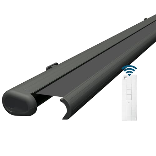 Eclipse Vollkassettenmarkise elektrisch 2,5x2m basaltgraues Gehäuse Markise Balkon Terrassenüberdachung Gelenkarm Polyacryltuch UV-Schutz 50+ Smarthome-fähiger Dooya Motor, Markisentuch: Grau