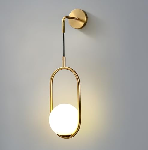 Image of Golden Metal & Glass (Capsule Shape) Wall Light for Modern /Wall Lamps for Bedroom /for Living Room /Wall Lights for Home Decoration /Bedside Wall lamp (E27 Bulb Holder)(Bulb not Included)