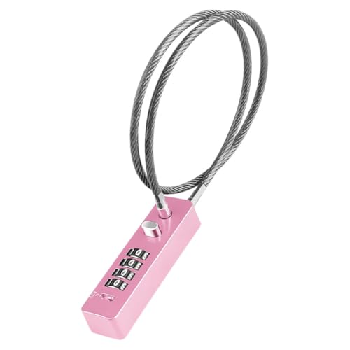 iplusmile Candado de Cable de Combinación de Acero de 60 Cm, Color Rosa, Candado Antirrobo Portátil para Bicicleta Eléctrica, Scooter y Cascos, Cerradura Segura para Armarios y Puertas