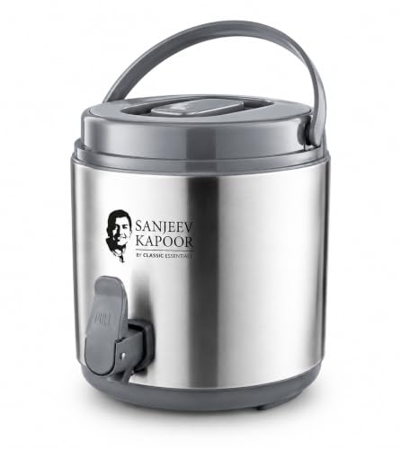 Image of Sanjeev Kapoor by Classic Essentials 3.5L Stainless Steel Vacuum Insulated Thermo Jug - Double Wall Water Dispenser for Hot & Cold Beverages, Silver (3500ml)