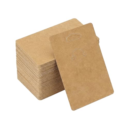 UPSTORE 100Pcs Keychain Cards 2.36 x 3.54 Kraft Paper Keychain Display Holder Blank Hanging Cards for Selling Packing Displaying Keychain Jewelry