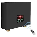 電気温水器 電気給湯器 ミニ小型電気温水ヒーター インスタント温水器5秒の高速加熱 瞬間湯沸かし器110V 3000W LCDディスプレイ温度・節電・節水・過熱保護・水力分離 水温28℃〜55℃調節可能IPX4防水設計 ウォータ black