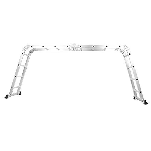 Aluminum Multi-Position Ladder,Alloy Adjustable Folding Ladder with 2 Panels for Home Warehouse