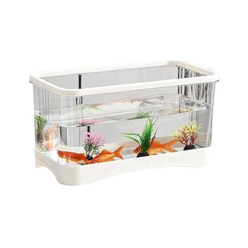 Maceteros para Pecera Pecera pequeña for Sala de Estar, Escritorio doméstico, pequeña, Transparente, de acrílico, for Tortugas, Caja for Tortugas Decorativo(Blanco,31.5cm*21cm*16.5cm)